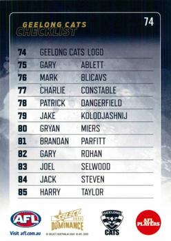 2020 Select Dominance #74 Geelong Cats Back